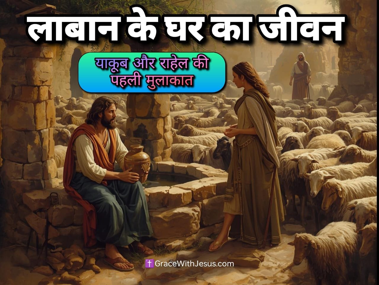 याकूब और राहेल की पहली मुलाकात कुएं पर, लाबान के घर का जीवन आरंभ, बाइबल की कहानी